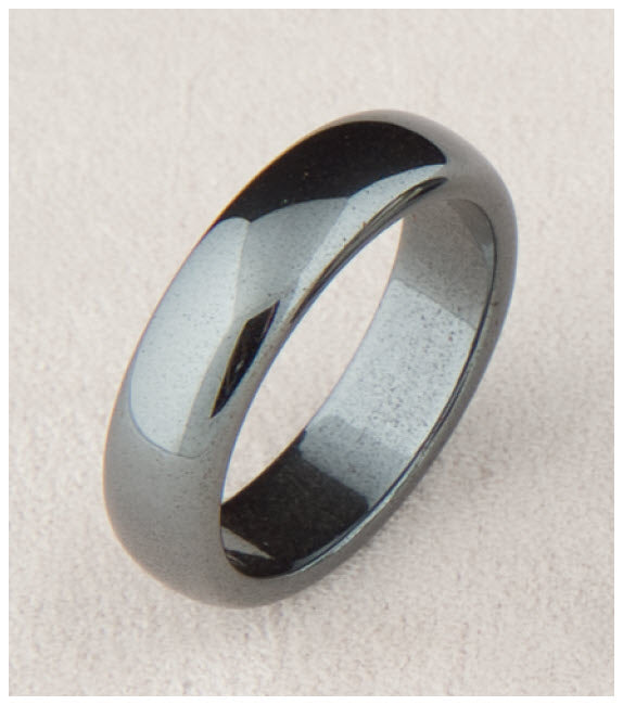 10mm Wide Hematite Gemstone Plain Band Ring - Magnetic Stone For Confidence & Willpower