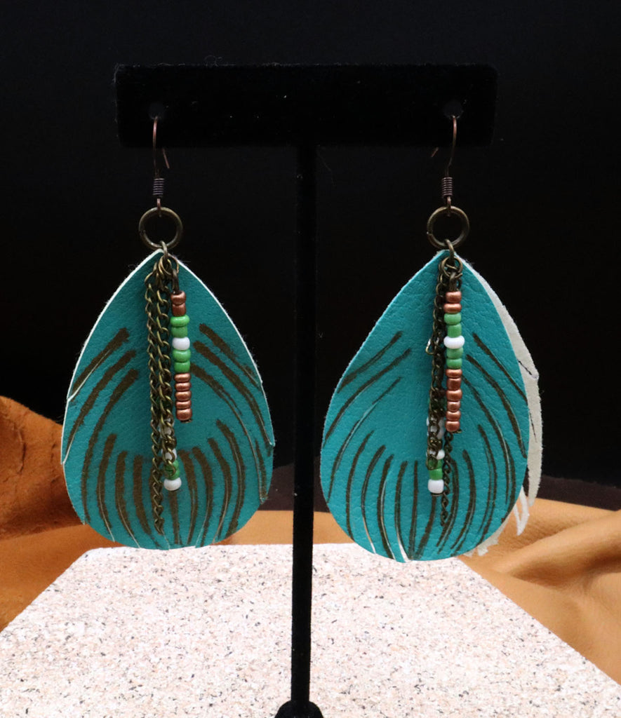 Leather Feather Earrings by Jeannie Sanders