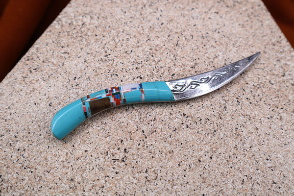 Turquoise Trailing Point Knife