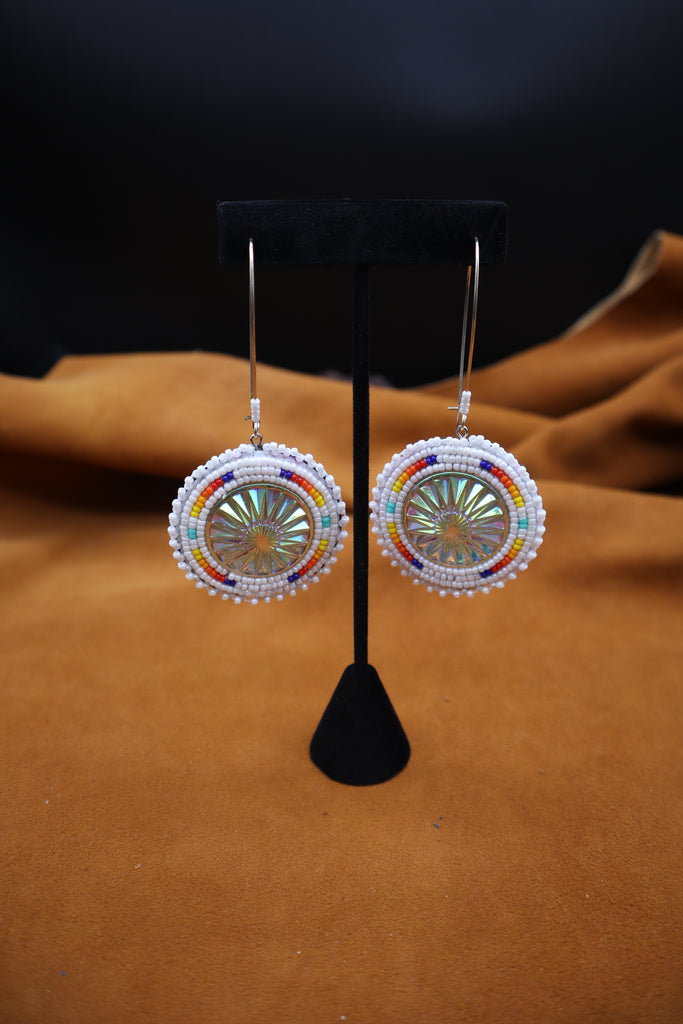Beaded Dangle Cab Earrings by Kristy Blue