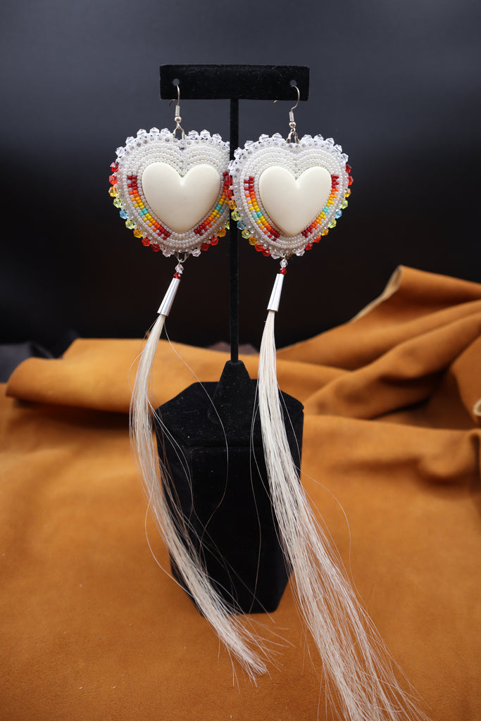 Beaded Heart Cab Earrings by Kristy Blue