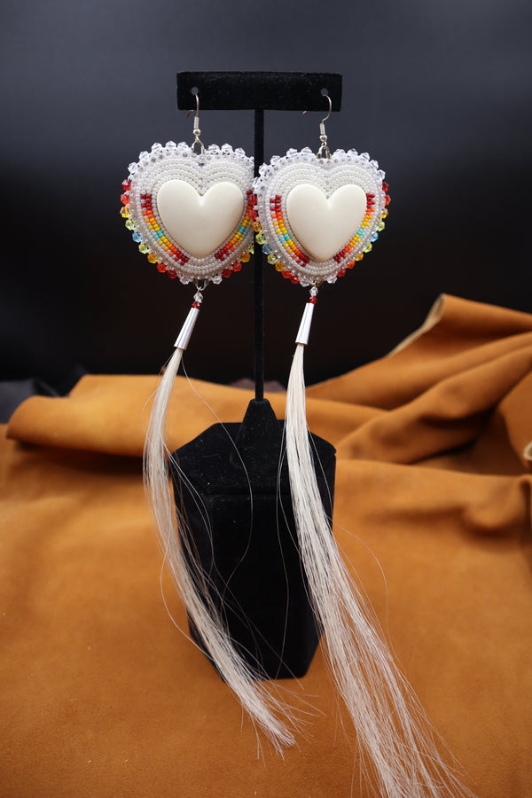Beaded Heart Cab Earrings by Kristy Blue