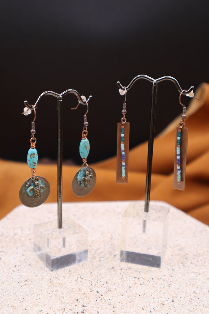 Copper Patina Earrings by Paula & Bobby R. Blue