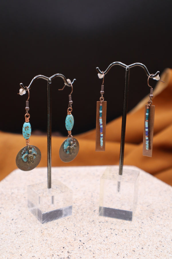Copper Patina Earrings by Paula & Bobby R. Blue