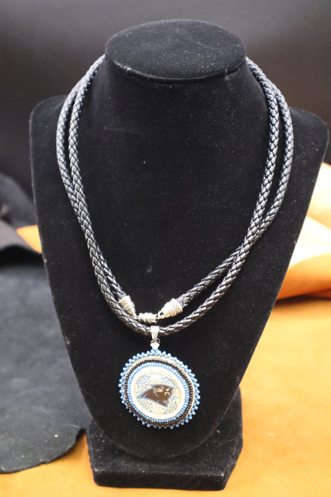 Beaded Panther Medallion Necklace by Alex Boatwright