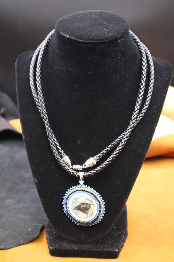 Beaded Panther Medallion Necklace by Alex Boatwright