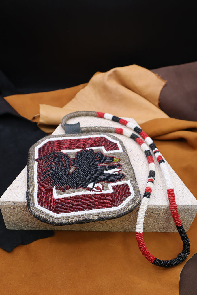 Beaded Gamecocks Medallion Necklace by Alex Boatwright
