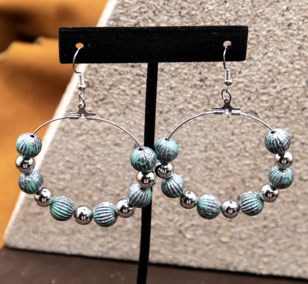 Round Turquoise Earrings by Linda Davis