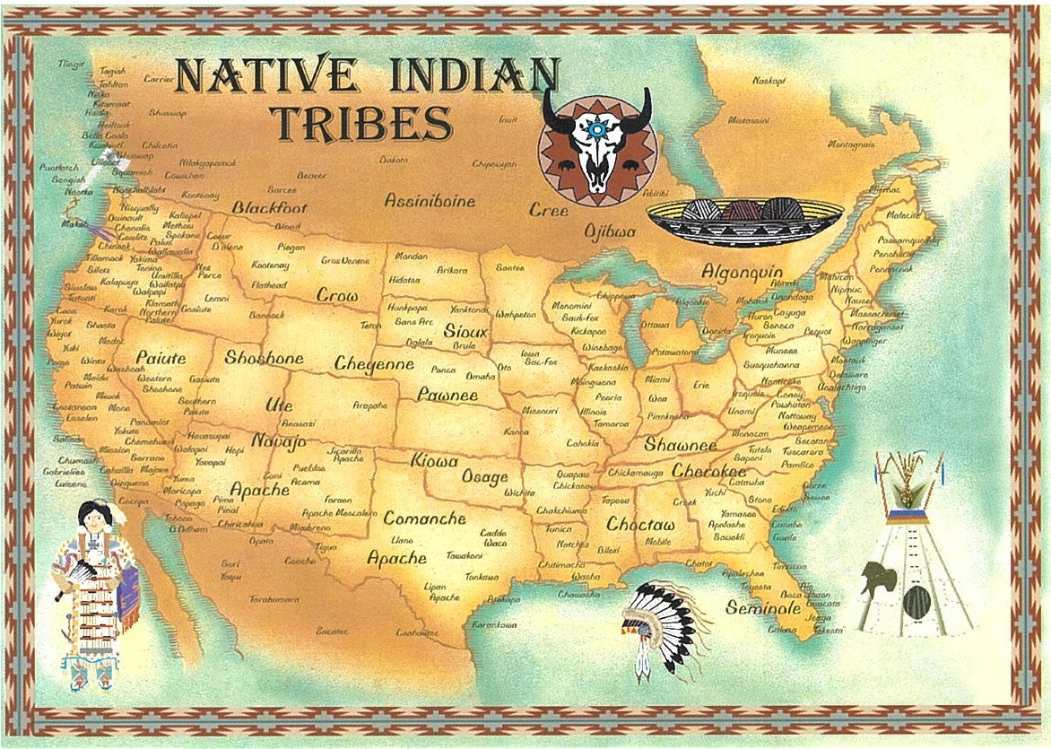 Native Map Native American Map Quarterhouse Native American Tribal Map Poster,