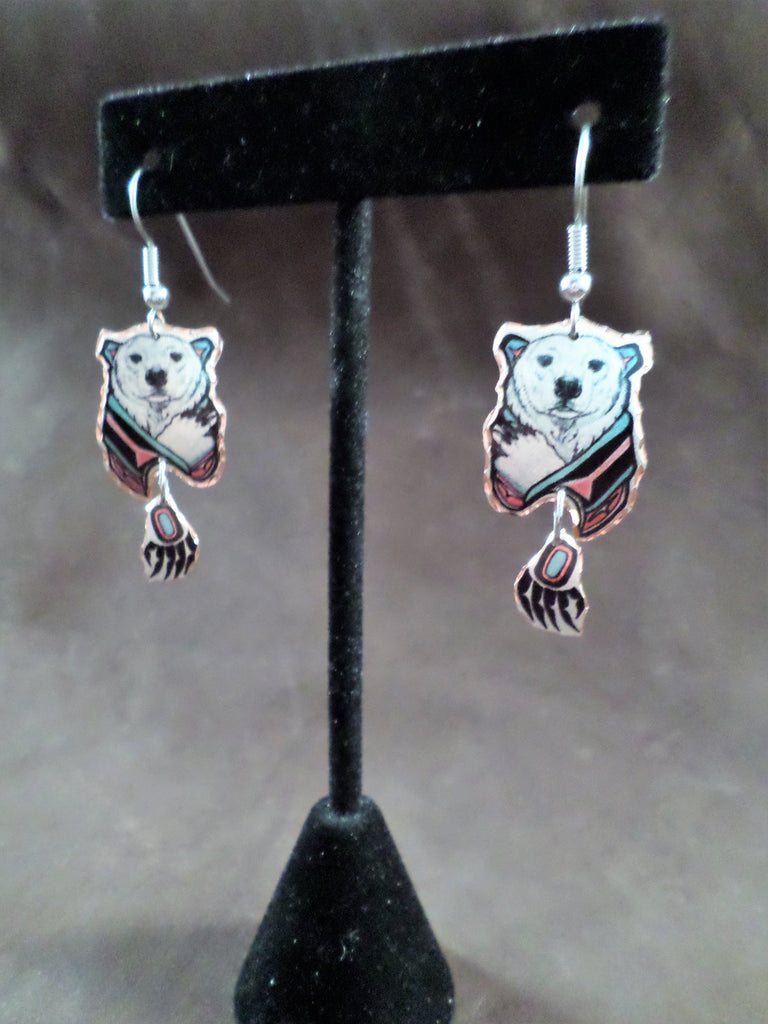 Polar Bear Copper Earrings
