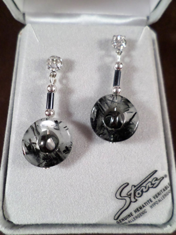 Hematite Lucky Coin Earrings