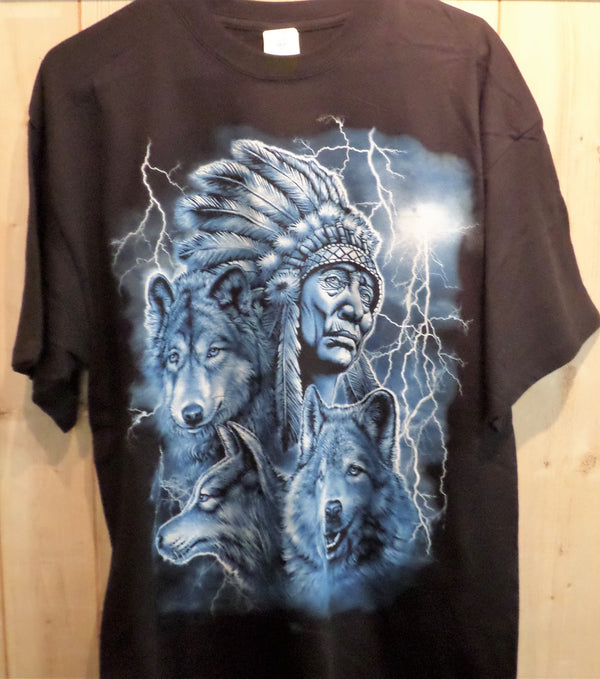 Wolves and Indian Blue T-Shirt