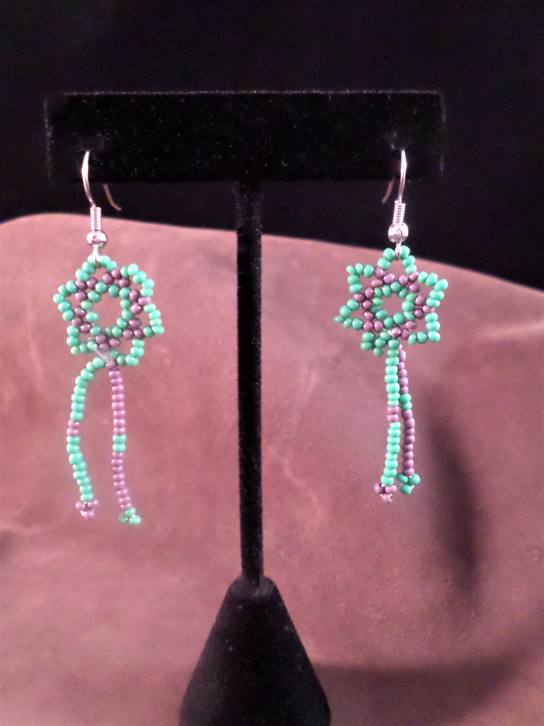 Huichol Lace Star Dangle Earrings