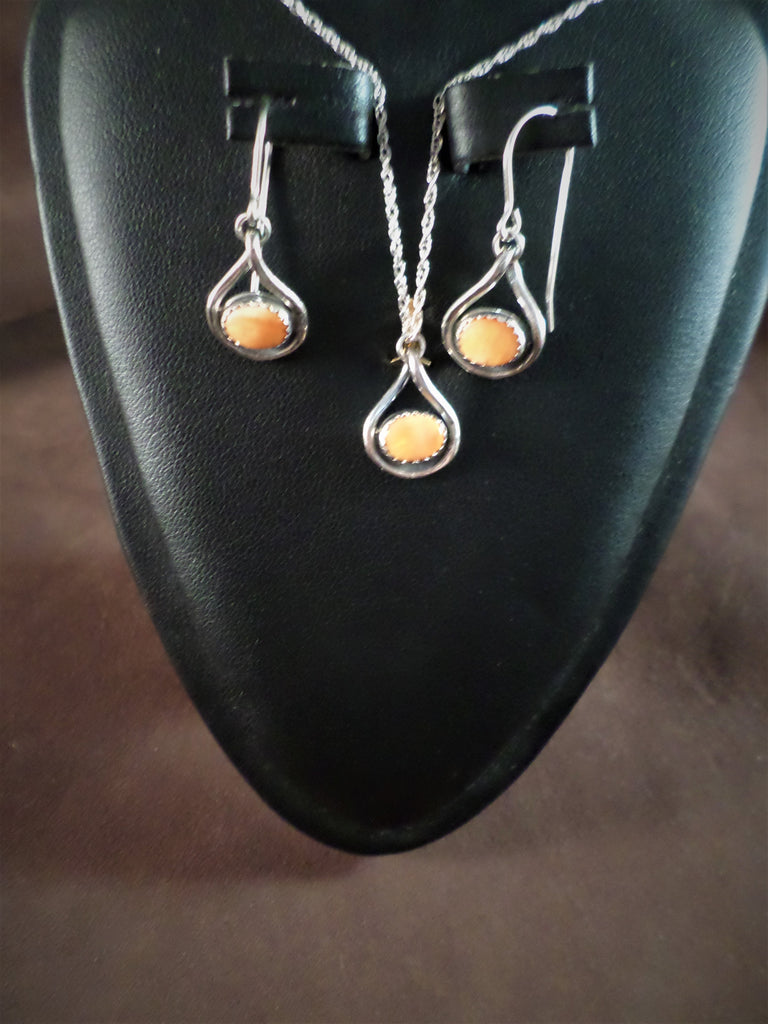 Orange Stone Necklace and Earring Set