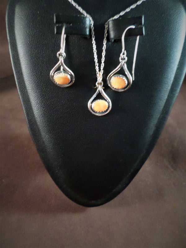 Orange Stone Necklace and Earring Set