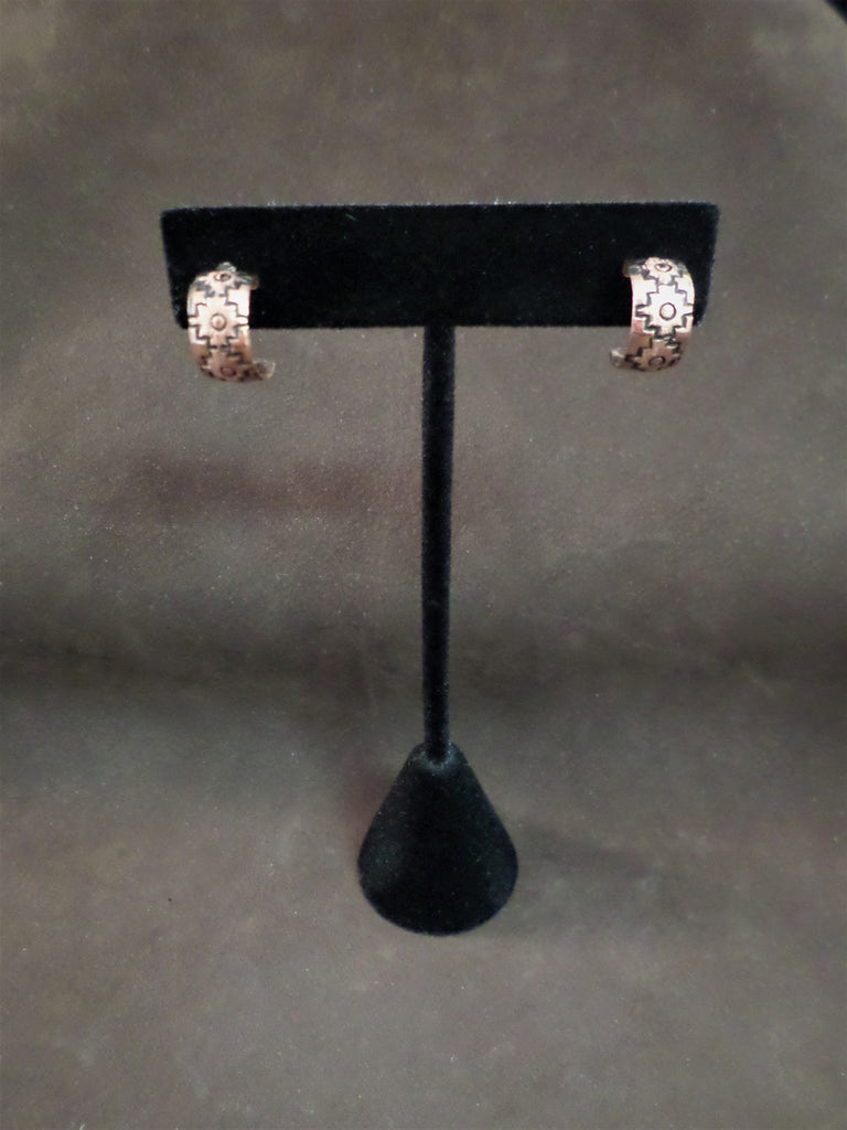 copper wide hoop stud earrings