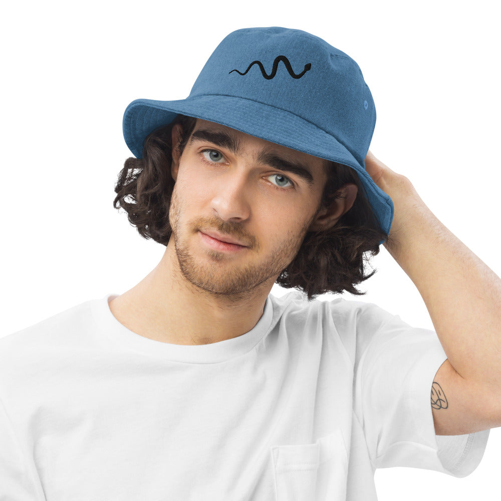 Catawba Snake Designed Denim bucket hat