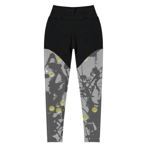 Chamomile Print Sports Leggings- Art by Delesslin George-Warren